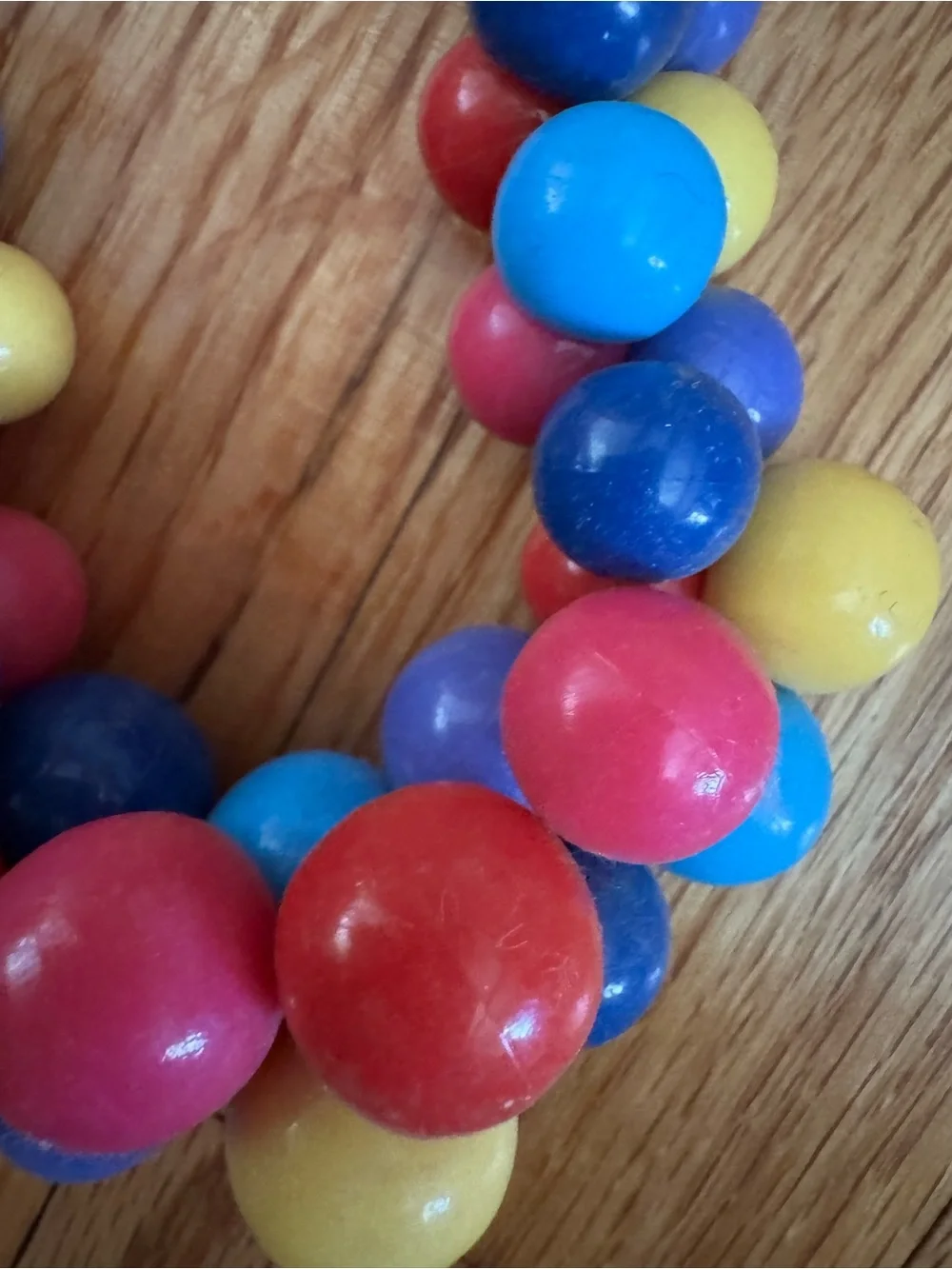 Vintage Colorful Beaded Necklace - Red Blue Yellow Pink